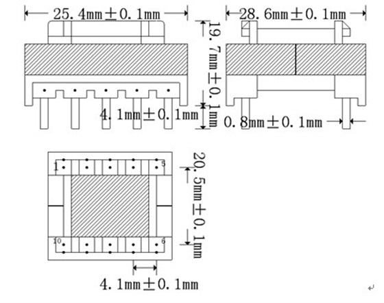 EF25 H pin5+5外观尺寸图